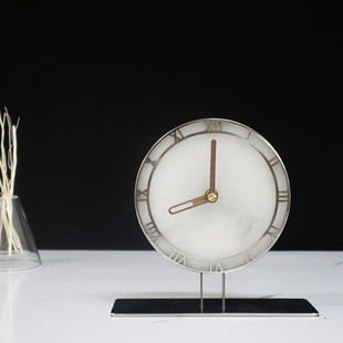 High-end Accessible Luxury Creative Marble Clock Ornaments Living Room Decorative Clock Model Room Study Bedside Table Desktop Table Clock