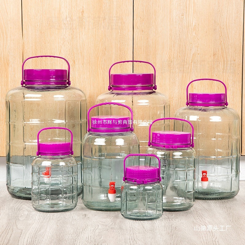 Wine Bottle 5kg Glass Jar Large Mouth Wine Jar Household Container Pickle Jar Sealed Jar