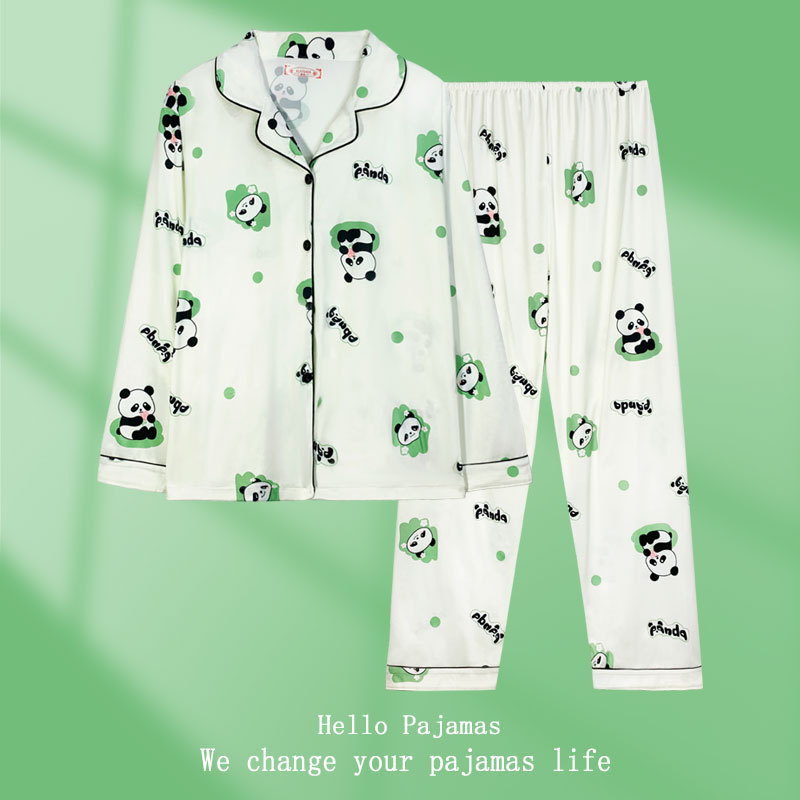 [팬더] 구름면 잠옷 여성들의 봄 · 가을 · 겨울 긴소매 바지 세트 · 여름 여성은 홈 옷을 입을 수 있다