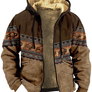 Cross-border Hot Selling fleece-lined Thickened Winter Coat Jacket Men's Double Lined Thick Fleece Cotton-padded Coat Warm Cotton-padded Coat 2023