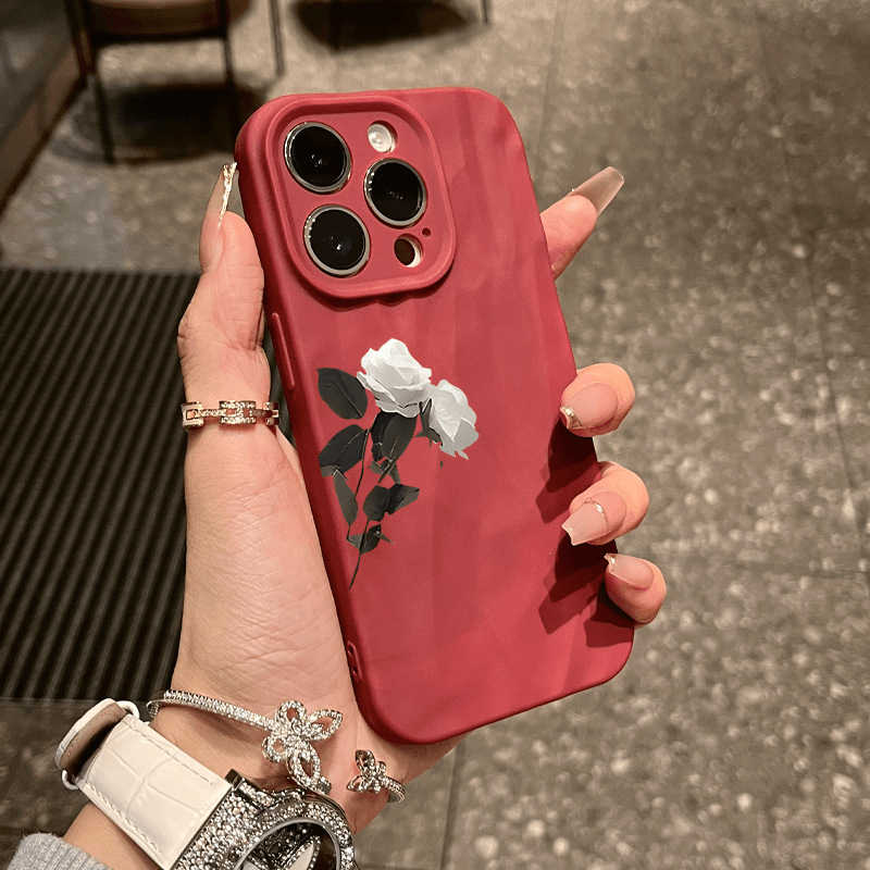 Hw42 pure white rose [burgundy pleated shell]