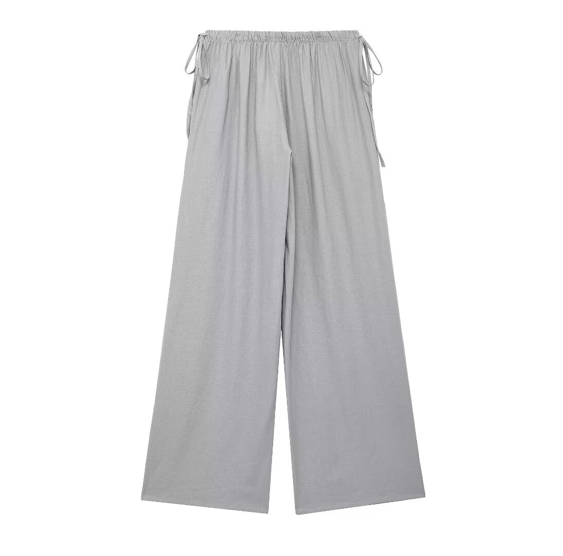 2024 Summer New Collection Women's Linen Blended Wide Leg Pants_voghion.com