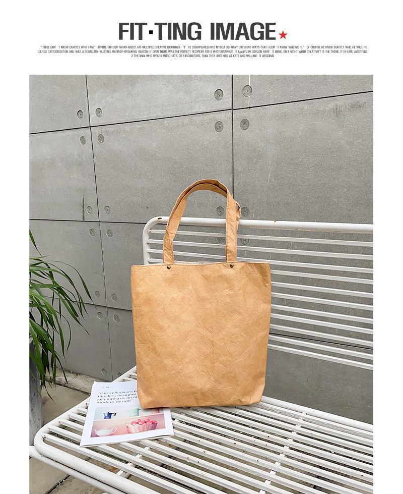 Women's Large Kraft Paper Solid Color Streetwear Open Shoulder Bag display picture 10