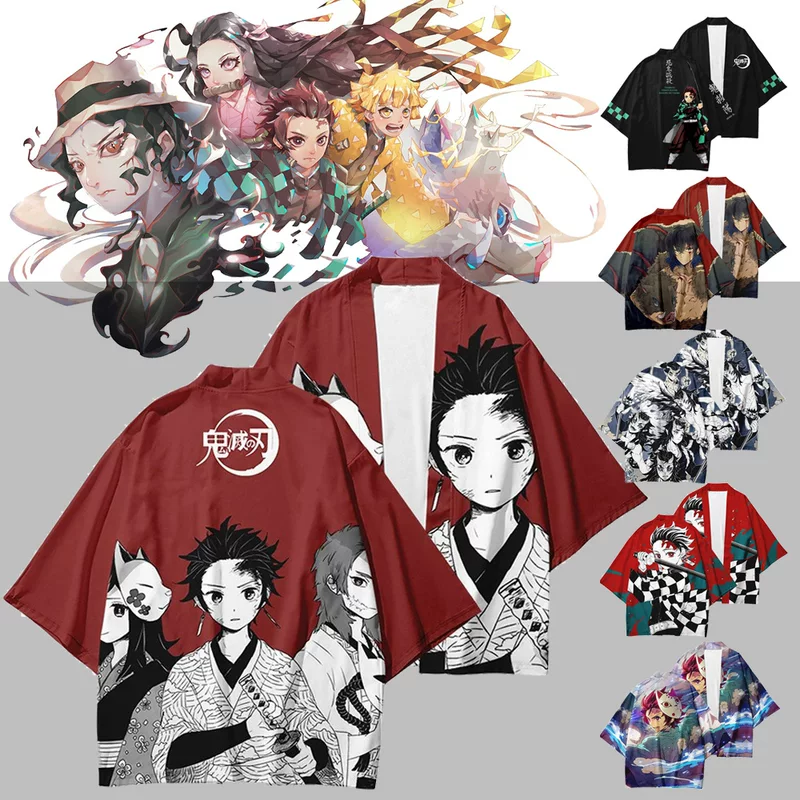 Первые часы аниме Ghost Destroy Digital Printing Covered Cloak Cloak Kimono Weaving