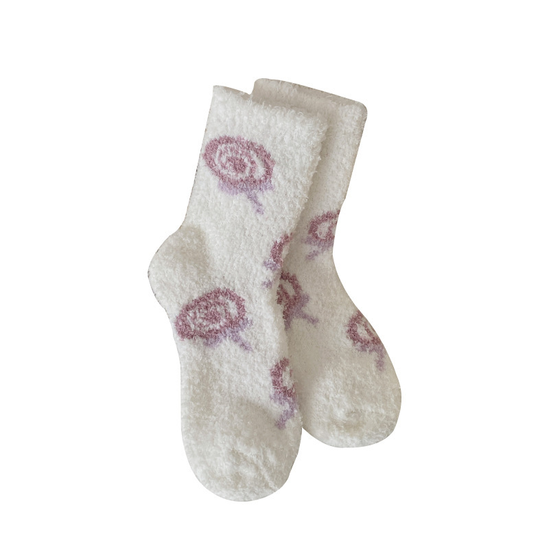 Calcetines Medios de Terciopelo de Coral para Mujer con Absorción de Sudor para Otoño e Invierno