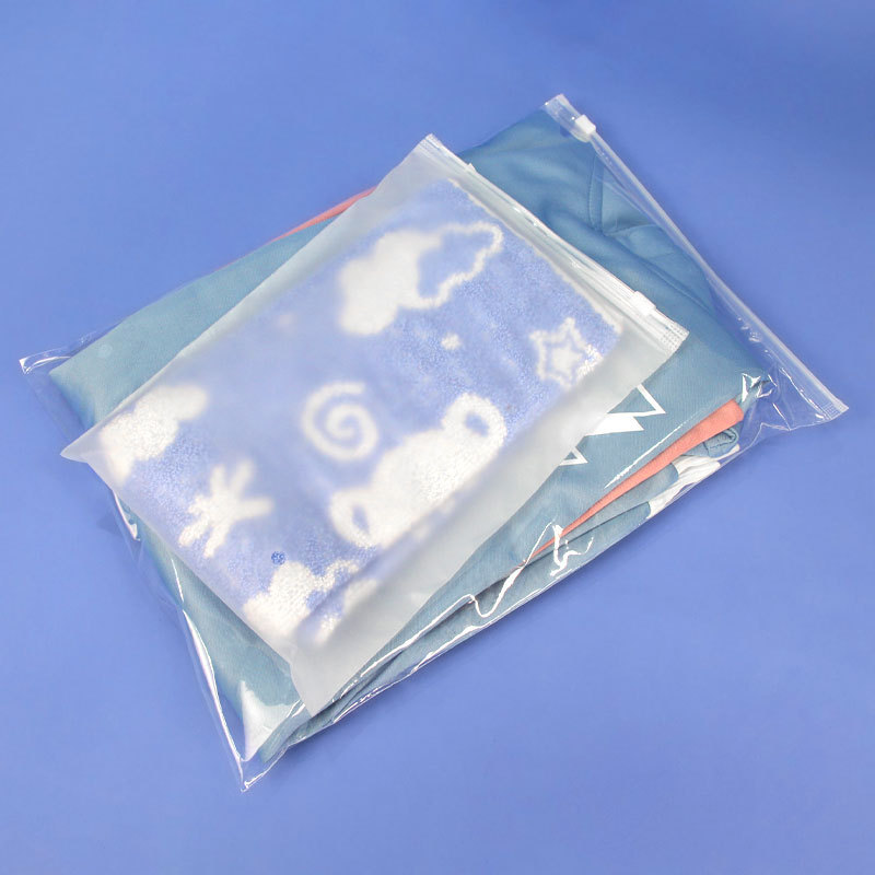 PE esmerilado zipper bolsa de ropa transparente zipper embalaje advertencia bolsa de sello bolsa de ropa interior calcetines bolsa de embalaje de ropa