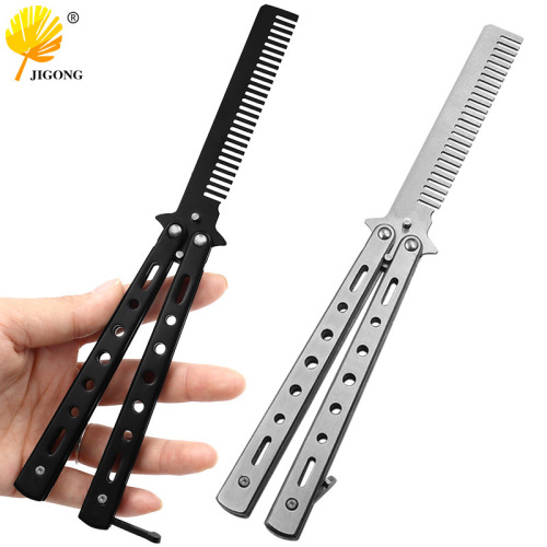 Stainless steel outdoor practice comb, safety training knife, non-edged swing knife, cool beginner's portable practice butterfly comb