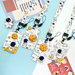 Anti-lost Waterproof Slip Cover Engraved Cute Astronaut Cartoon Card Case for Student Meal Card Water Card Bus Subway IC Card Holder