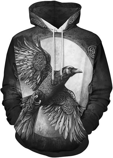 Sweat à capuche imprimé numérique 3D pour homme, avec transfert thermique et motif aigle tridimensionnel._voghion.com