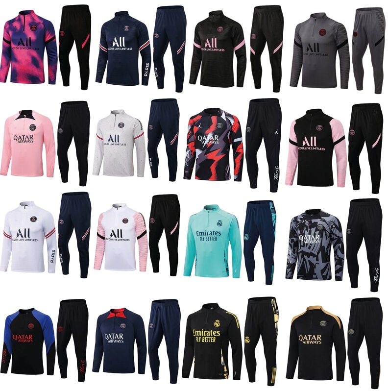 B Paris Jersey Neymar Messi Long-Sleeved Football Jacket Adult and Children's Training Suit Set for Sports Appearance