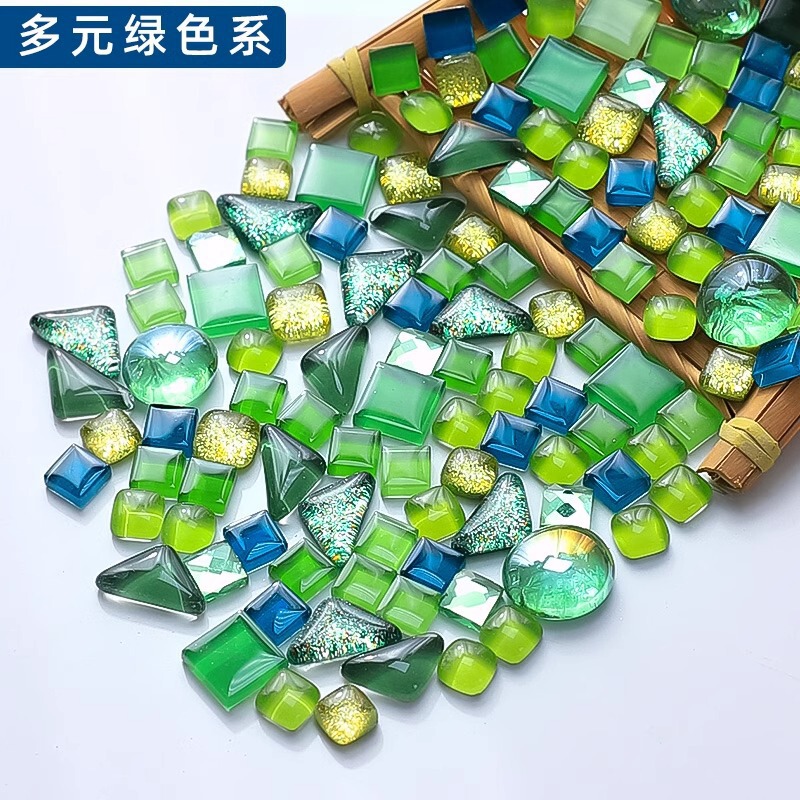200克diy多元闪粉马赛克集合水晶自由石玻璃儿童手工材料颗粒|undefined