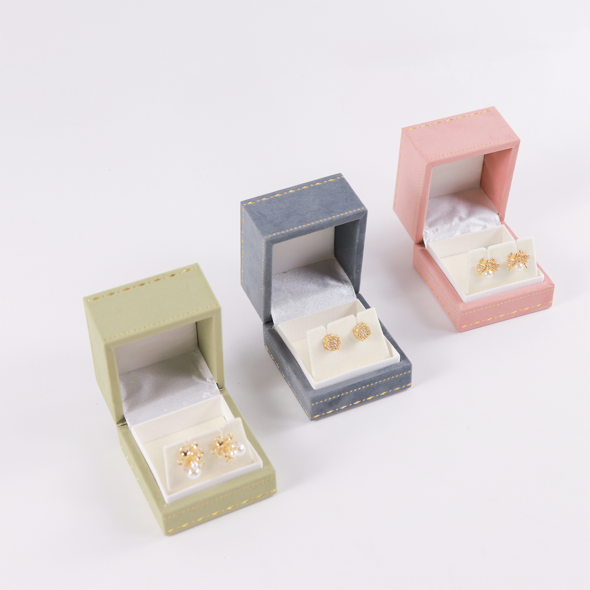 Nueva caja de embalaje de joyería de encaje de terciopelo de alta calidad anillo cuadrado colgante brazalete collar joyería caja de regalo