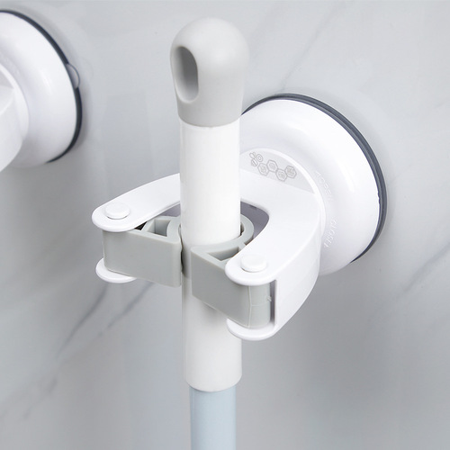 Japanese House Story Bathroom Mop Rack Powerful Storage Mop Clip No Punch Suction Cup Wall-mounted Broom Rack