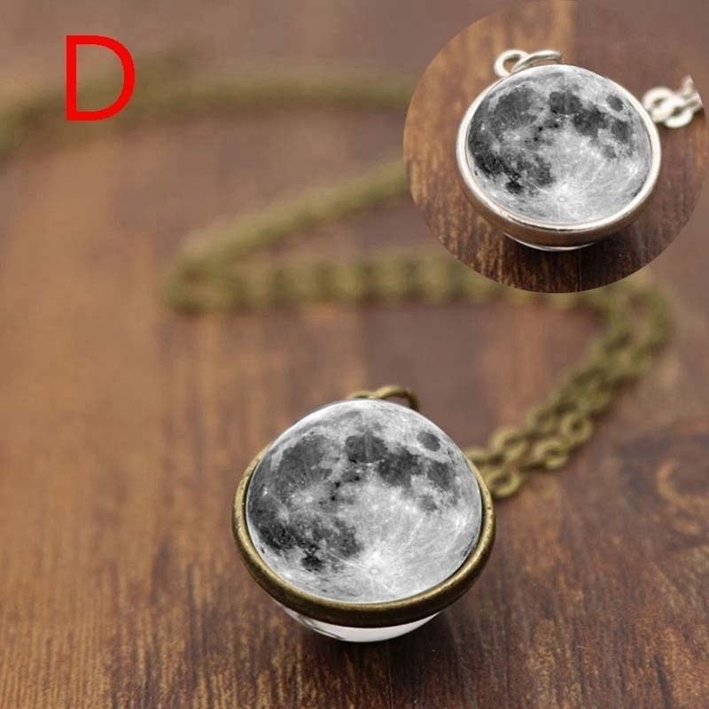 Solar System Glaskugel Halskette Retro Anhänger Mit Pulloverkette_voghion.com