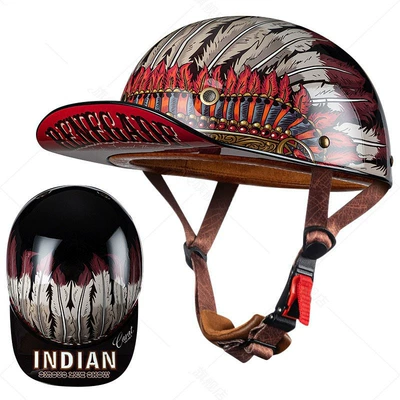 Cruise Motorcycle 3C Covered Full-Face Helmet, Motosiklet kaskı (dəbilqə) - black-feather-1st-generation-without-endoscope-m