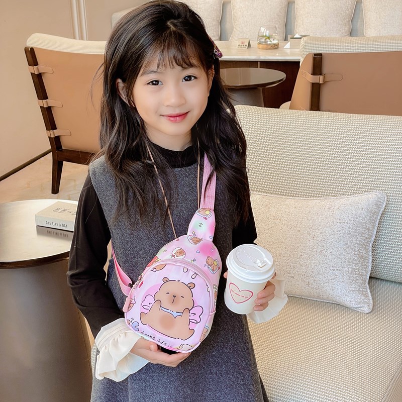 Caricatura lindo bolso de pecho para niños y niñas Capibara Dolphin Impresión mochila infantil 2025 nuevo bolso para niños