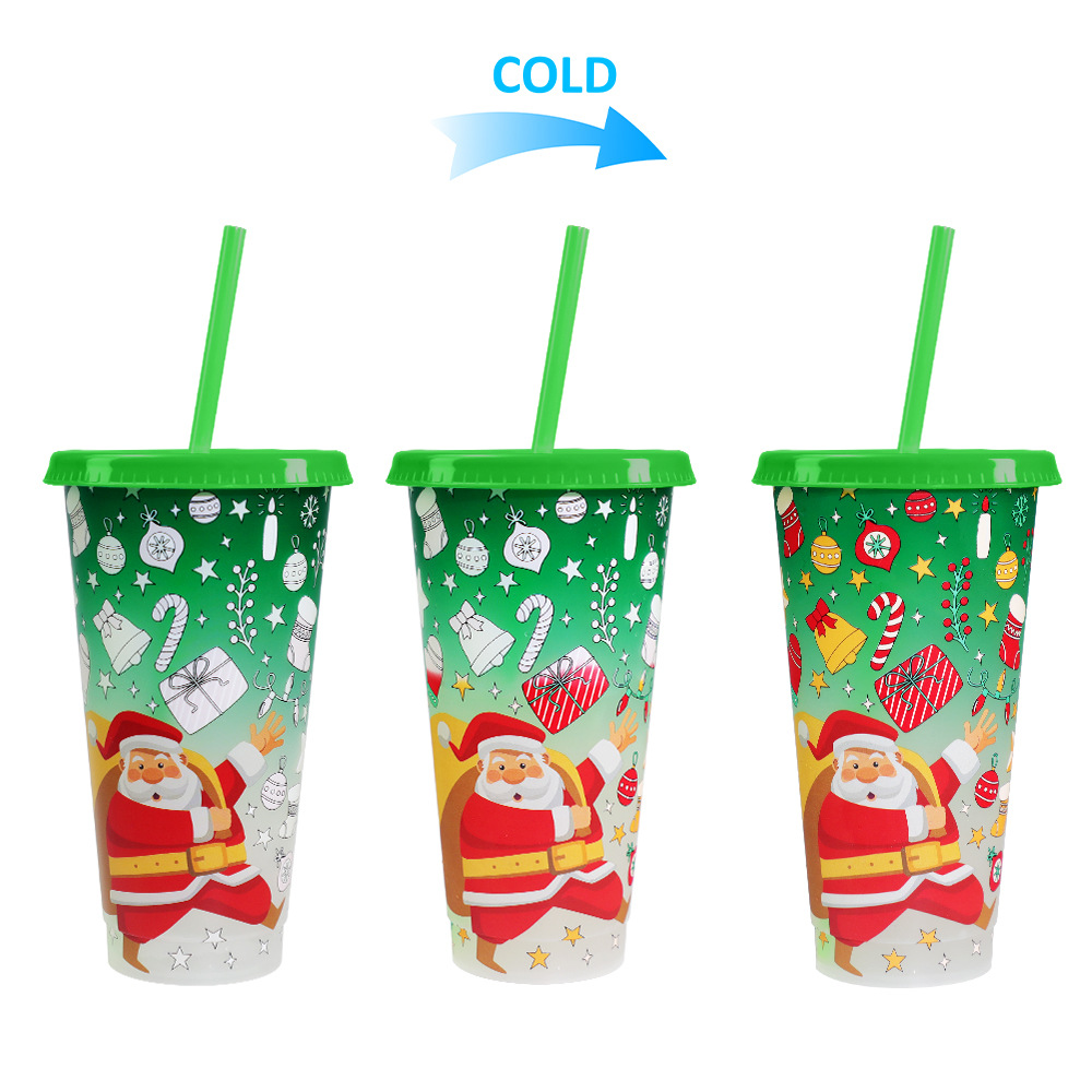 Spot transfronterizo de 710ml taza de plástico de color frío de gran capacidad PP taza de té con leche bebida fría con taza de paja con fábrica de inspección NBCU