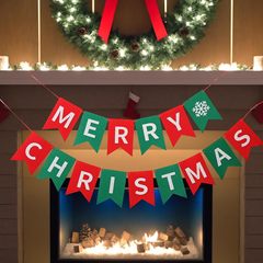 クリスマスバナー、旗、吊り下げ旗、文字、カラフルな旗、フラワーアレンジメント、クリスマスパーティーデコレーション用品