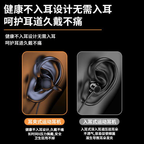 新款耳夹挂脖式无线蓝牙耳机 数显耳机运动风 超长续航Type-c快充