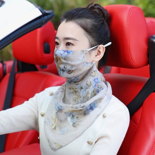 100% Silk Sun Protective Face Mask, Silk Full-Sleeve Neck Protector, Summer Face Cover, Thin Face Scarf, Shawl for Women