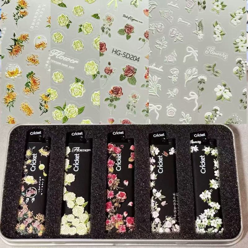 Grasshopper DIY Lighter Embossed Sticker Mobile Phone Nail Daisy Flower Rose Rose Nail Art Sticker Embossed Sticker