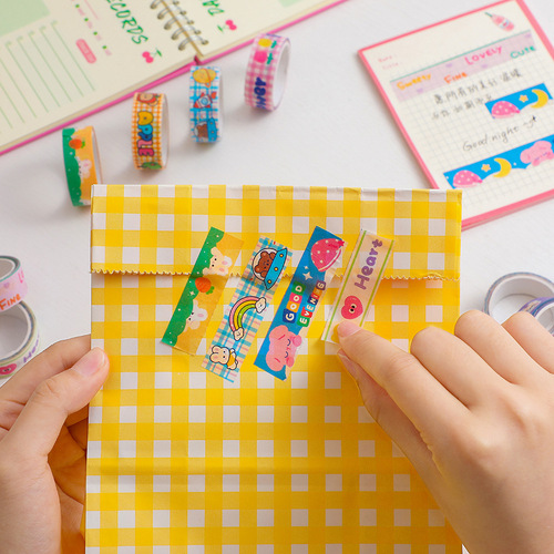 Cartoon washi tape cute bear diary student diary DIY student diary stickers Japanese and Korean stationery tape