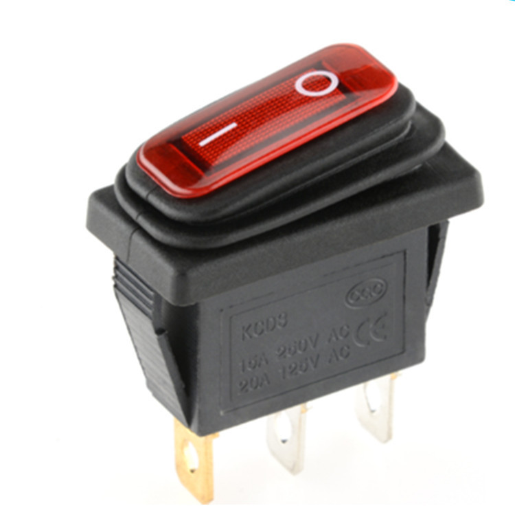 KCD3一体硅胶防水防尘防油船型开关大电流电源翘板船形开关2档3脚