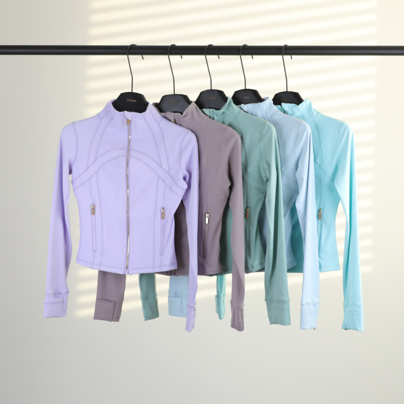 LULU Original Define Gold Zipper Short Stand Collar Jacket Coat Long Sleeve Women's Slim Fit Sports Running Wear LULU Original Define Gold Zipper Short Stand Collar Jacket Coat Long Sleeve Women's Slim Fit Sports Running Wear