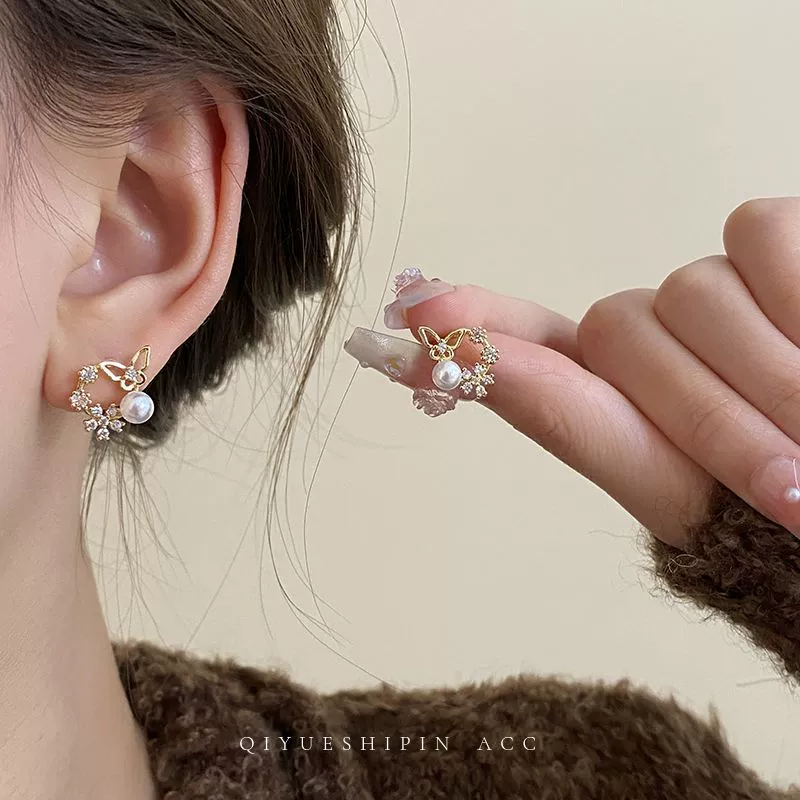 Серебряная игла, цирконы, модные универсальные серьги из жемчуга, стиль высокого качества, стиль «легкая роскошь», оптовая закупка