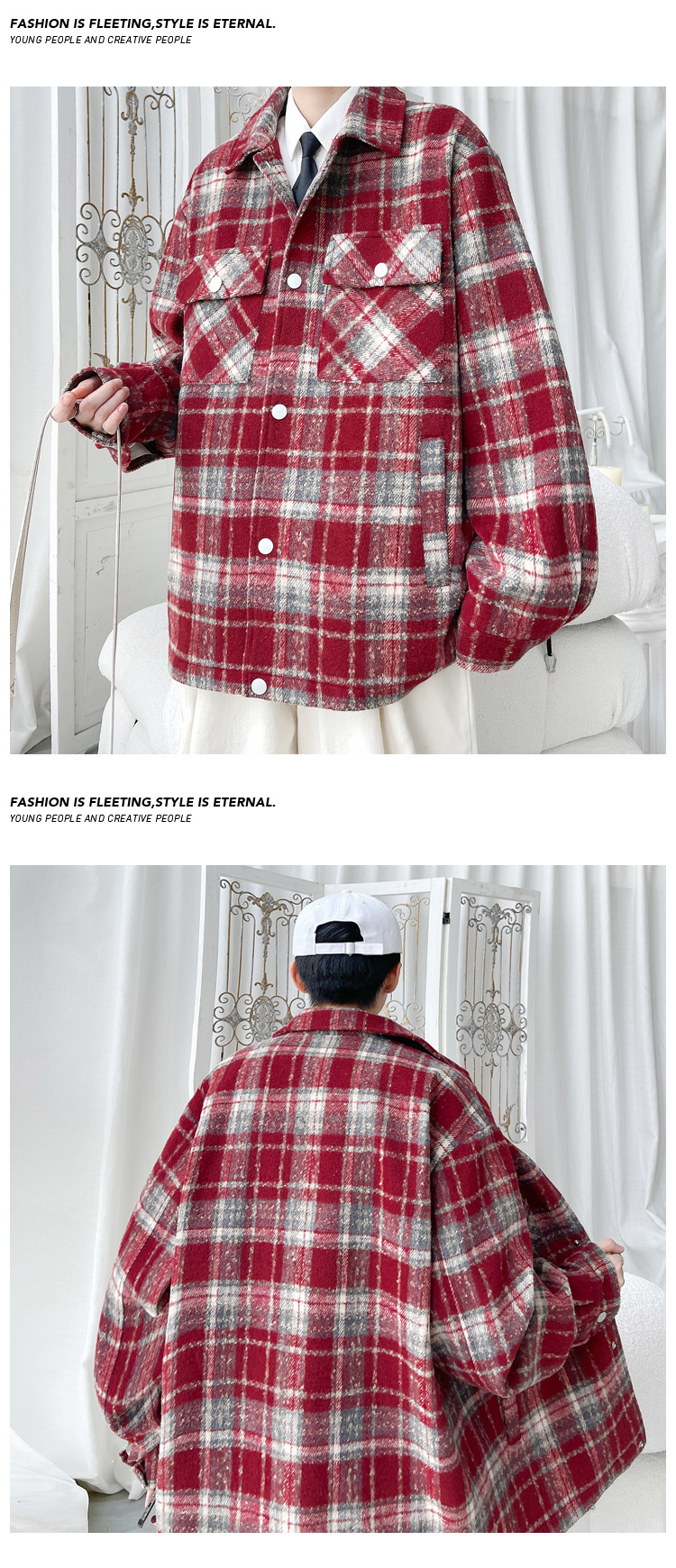 Amerikansk retro rutig herrjacka i baseball stil_voghion.com