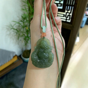 Jin Yu Tang Xinjiang Hetian Jade Maitreya Buddha Lake Water Green Ice Ice Moisturizing Color Rich Carved Laughing Buddha Line Tactful