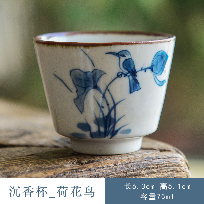 Pintado a mano kung fu taza de té taza principal de loto taza única taza de té de la vendimia juego de té de cerámica taza de té de un solo tazón de té