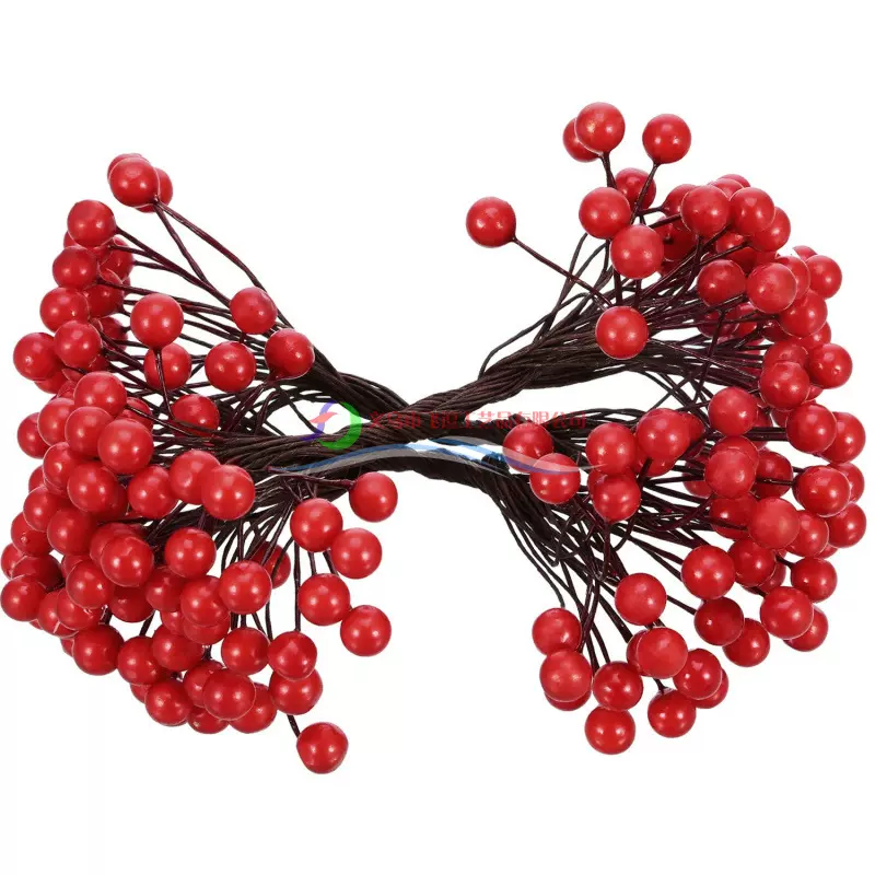 8mm圣诞节装饰品仿真双头红果DIY材料泡沫果子花环圣诞树装饰配件