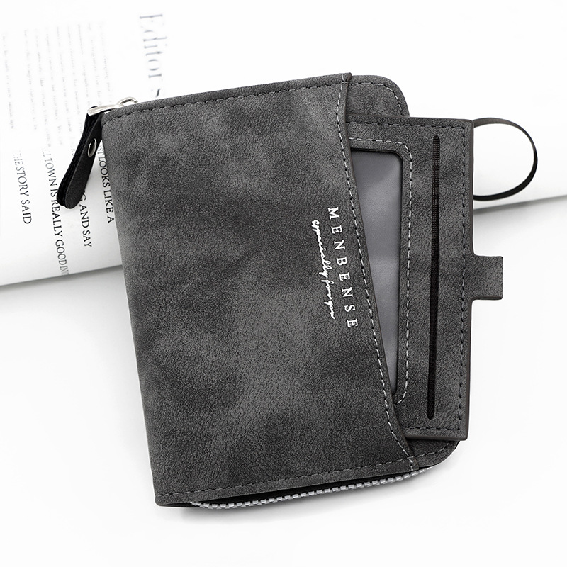 Menbense nuevos hombres de la cartera color sólido helado negocio corto embrague monedero tarjeta dibujo bolsa cremallera
