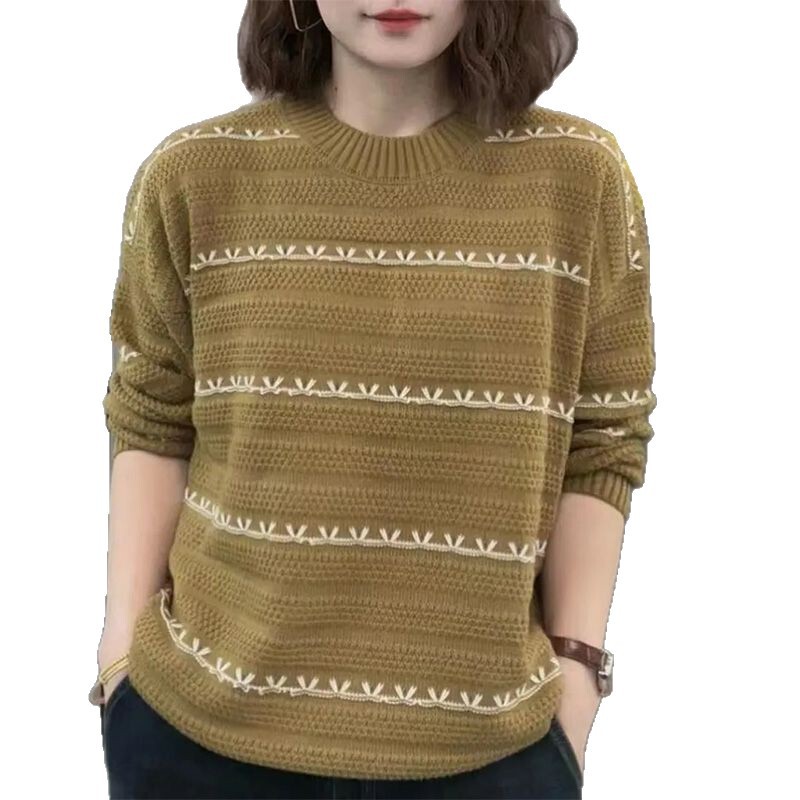 春と秋の女性のためのデザインされた西洋スタイルのプルオーバーショートセーター、新しいゆったりとしたお腹カバーレイジースタイルのボトムセーター|undefined