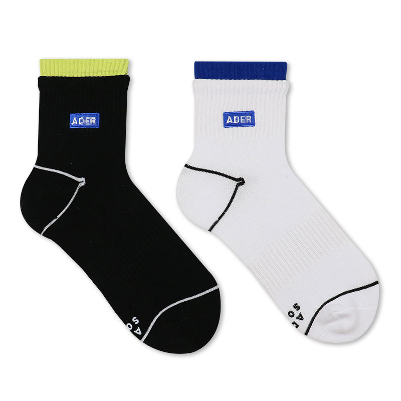 AD double socks label embroidered socks Korean fashion brand street simple cotton sports socks for men and women wholesale