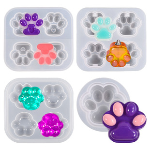 Factory spot crystal glue keychain pendant mirror fog surface quicksand four even love cat claw silicone mold