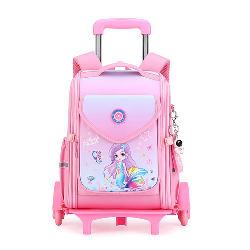 Natural Fish New Product Pull-String School Bag for Girls in Grades 1-6, Lightweight, Waterproof, Large Capacity, Cross-Border