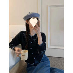 omelet蛋卷  韩系秋款甜美刺绣设计百搭宽松毛衣女