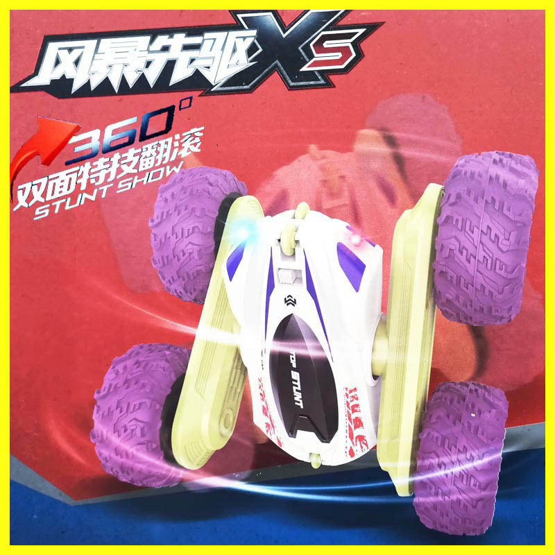遥控特技车翻斗车双面车软胶轮耐碰撞炫酷彩灯儿童玩具车厂家批发