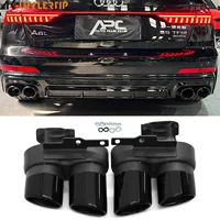 Подходит для Audi A6 LA7 C8 19-24 годов выпуска, модифицированный глушитель выхлопной трубы S6 S7 с четырьмя выходами, нержавеющая сталь, черный наконечник.