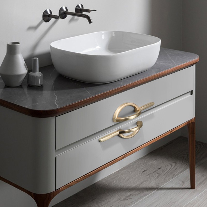 輕奢衣櫃門拉手金色新中式櫥櫃門把手抽屜鞋櫃浴室櫃手柄對裝加長