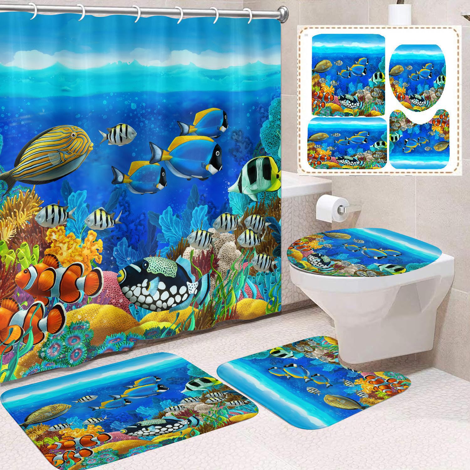 Cortina de ducha de poliéster con estampado digital de animales, impermeable, creativa, para baño, de Amazon, transfronteriza