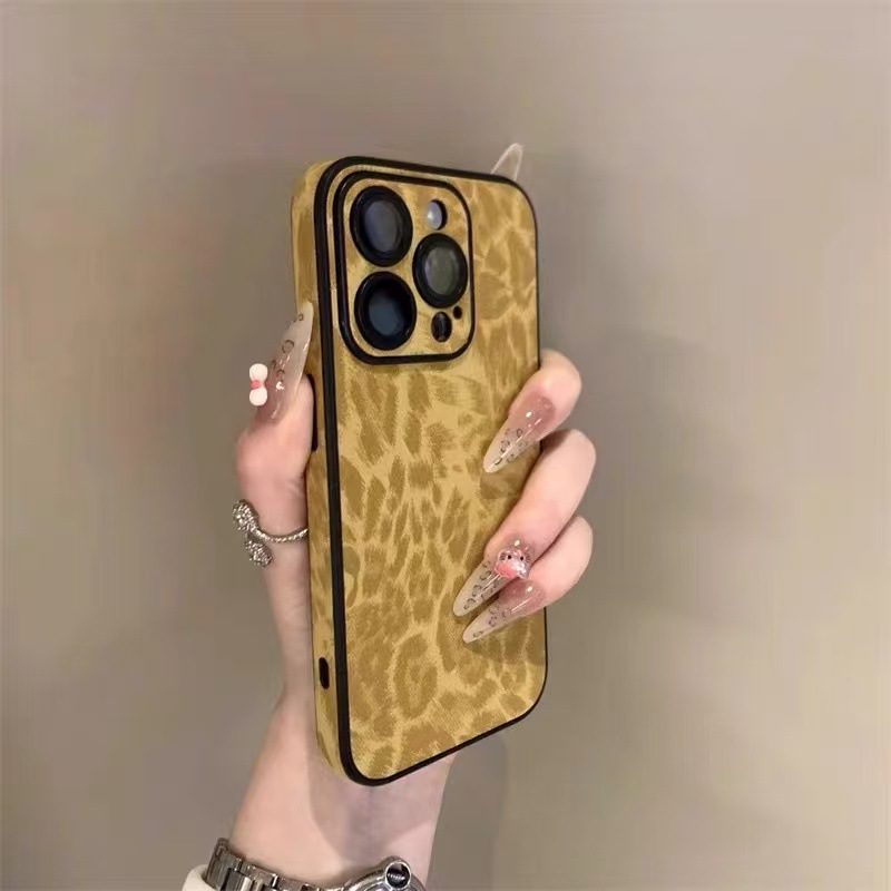 Película de lente iphone16ProMax con estampado de leopardo de color sólido simple 13 Funda para teléfono móvil para Apple 15 Mujer 14 Pareja 13