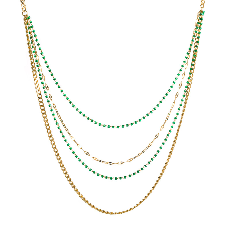 Ethnic Style Geometric Titanium Steel Gold Plated Layered Necklaces 1 Set