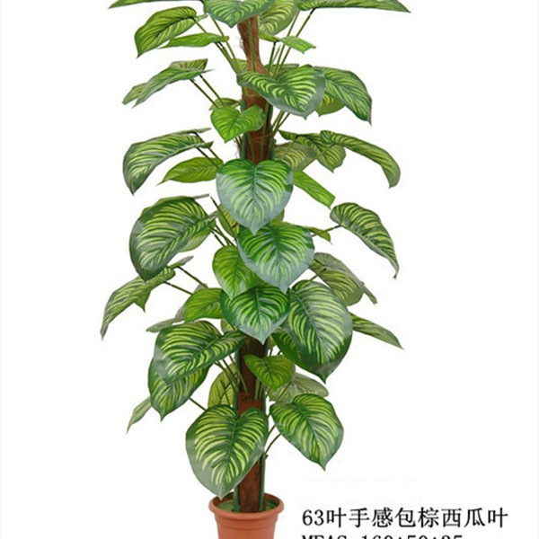 FUENTE Fábrica al por mayor de la planta de simulación árbol 63 Paquete de hojas Goteo marrón Guanyin rábano verde de hoja perenne planta verde árbol falso