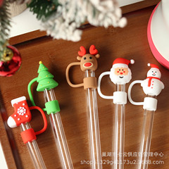10mmクリスマス風ストローダストキャップスタンリーカップアクセサリーストローキャップシリコン漫画ストローキャップストローキャップ
