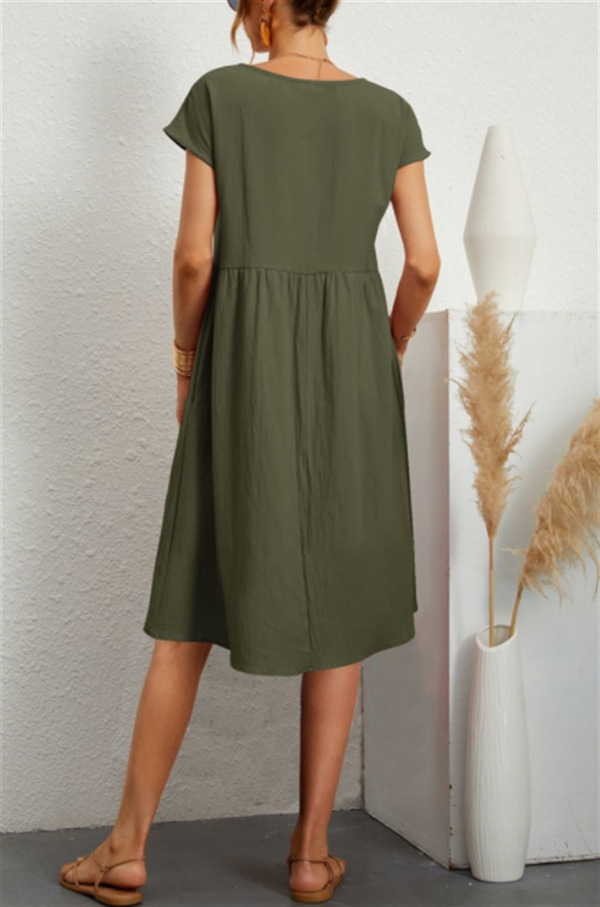 Women's A-line Skirt Casual Round Neck Sleeveless Solid Color Midi Dress Daily display picture 5