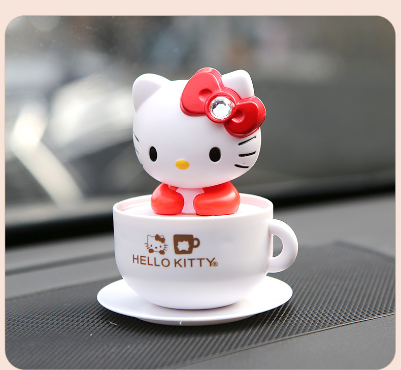 Hellokitty Car Decoration Ornaments Shaking Head Solar Car Toy Dashboard Ladies Car Interior Fashion