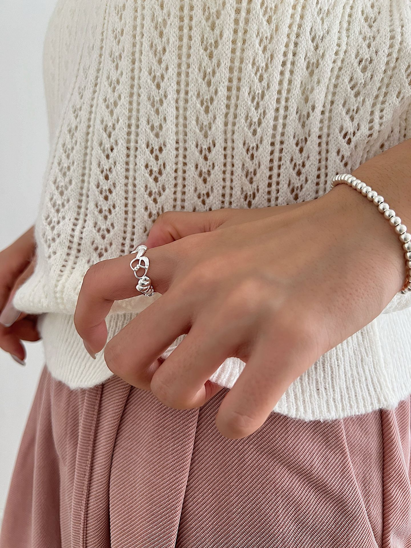 925 Sterling Silver Heart Shape Solid Color Open Rings display picture 1